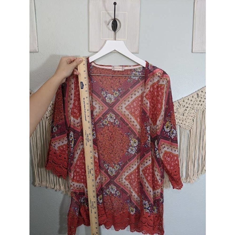 Altar'd State Kimono with 3/4 Lace Sleeves - Picture 6 of 8